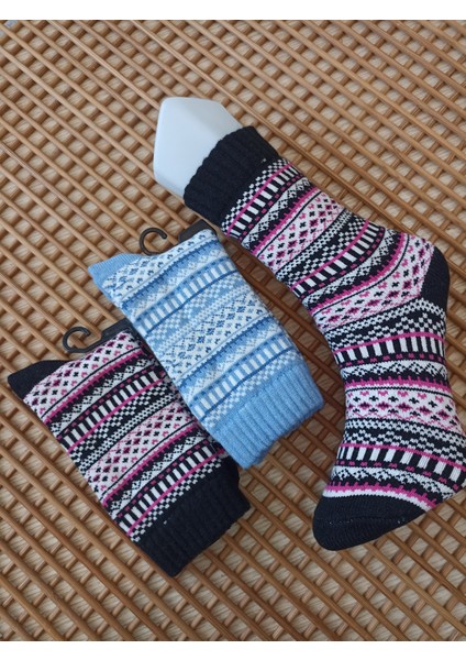 Desenli Kalın Viskon Elit 2' Li Kadın Çorap