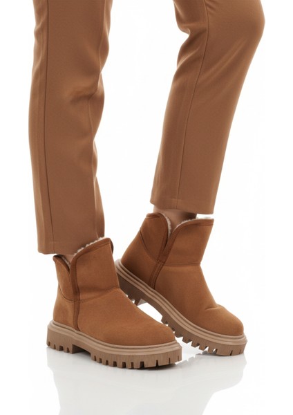 Taba Süet Içi Kürklü Kadın Topuklu Bot