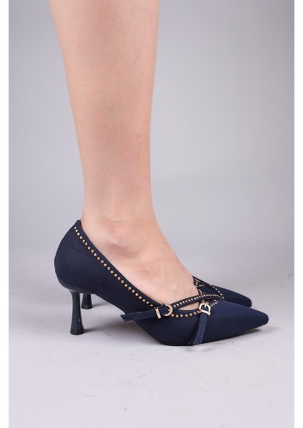Glıy Gold Aksesuarlı Topuklu Ayakkabı Lacivert fiyatları