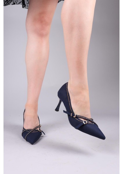 Glıy Gold Aksesuarlı Topuklu Ayakkabı Lacivert modelleri