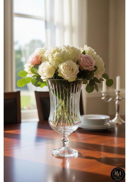 Kesme Kristal Büyük Lüks Vertical Desen Vazo