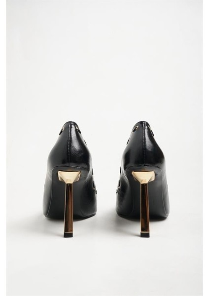 255008 Halkalı Stiletto Siyah Deri fırsatları