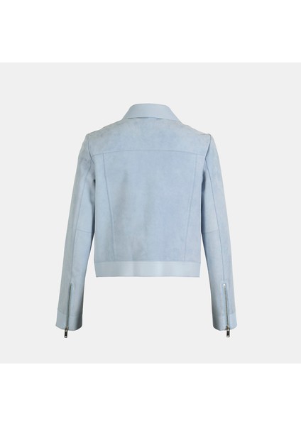 Limited Edition Kadın Mavi Deri Detaylı Fermuarlı Süet Ceket fırsatları