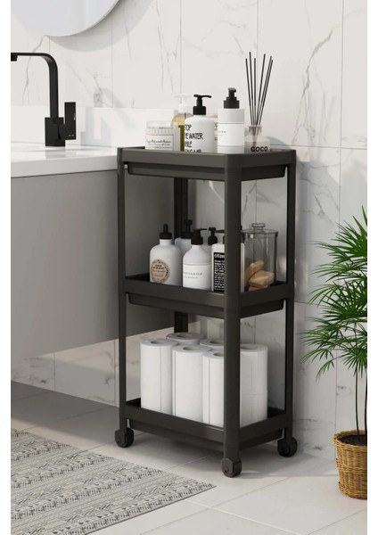 3 Katlı Tekerlekli Raf Ünitesi Banyo Rafı Mutfak Rafı Servis Sehpası Organizer fırsatları