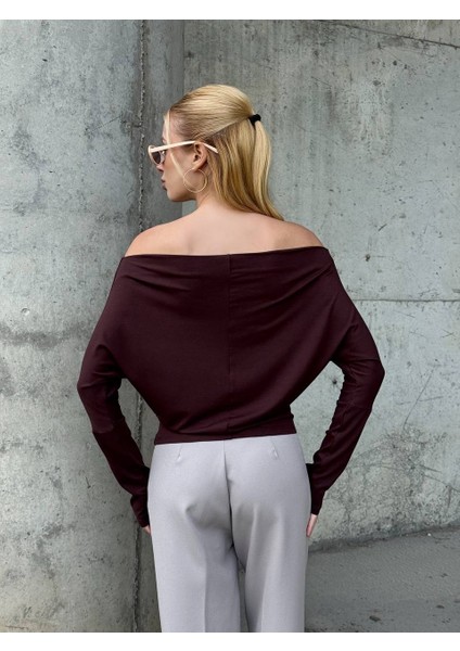 Yarasa Kol Geniş Yaka Siyah Bluz Bol Kesim Likralı Kumaş Düşük Omuz Üst modelleri