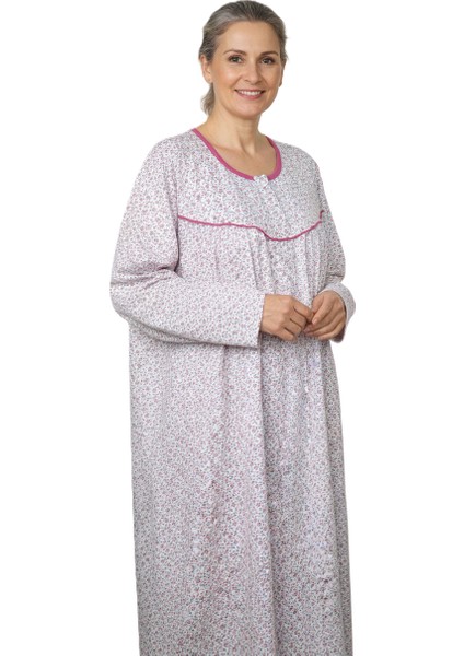 Kadın Boydan Anne Gecelik Elbise %100 Pamuk Çiçekli Desenli Rahat ve Tam Kalıp