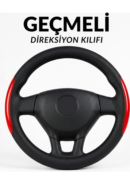 Tesla Model Y 2021-2025 Geçmeli Direksiyon Kılıfı Delikli Siyah Kırmızı Deri modelleri