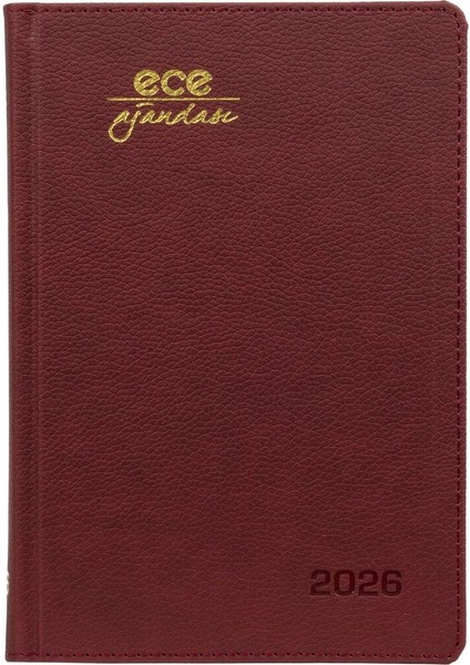 Ajandası Kemer 2026 Bordo - Günlük Çizgili Sert Kapak 14X20
