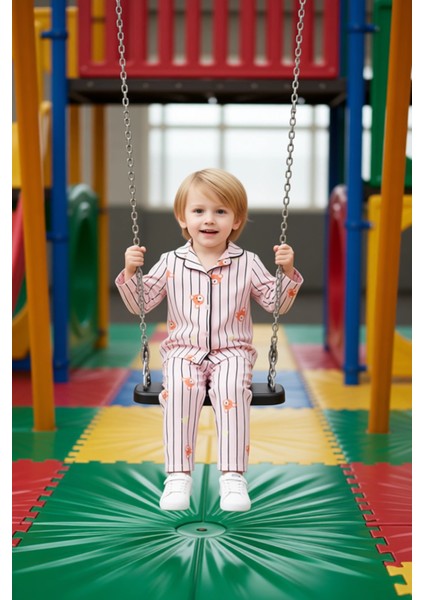 Çizgili Ayıcık Desenli Yumuşak Dokulu Erkek Çocuk Pijama Takımı Kaliteli Şık Rahat modelleri