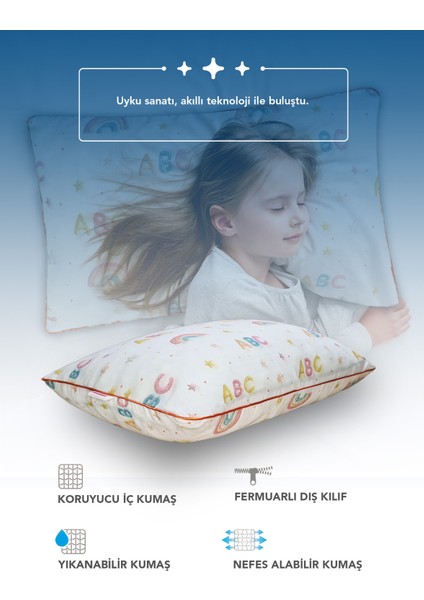 Müslin Kumaşlı Ortopedik Çocuk Yastığı,visco Parçacıklı Pamuk Kılıflı 40*60 *1100 Gr(Abc)