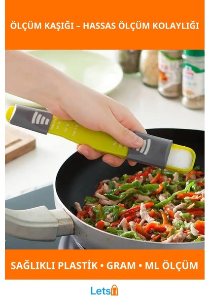 Ayarlanabilir Plastik Ölçüm Kaşığı Gram ve Mililitre Ölçüm Yapabilen Ergonomik Mutfak Aracı