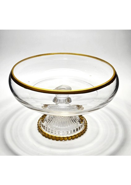 El Yapımı Kristal Gold Detay Şeffaf Dekoratif Ayaklı Sunumluk Kase modelleri