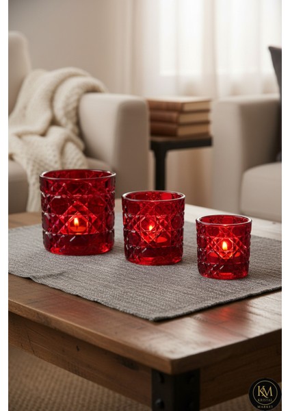 El Yapımı Kristal Mumluk Takımı 3'lü