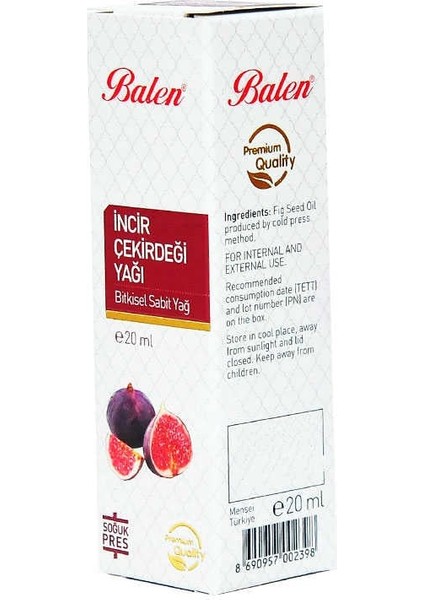 Incir Çekirdeği Yağı Soğuk Pres 20 ml Cam Şişe fiyatları