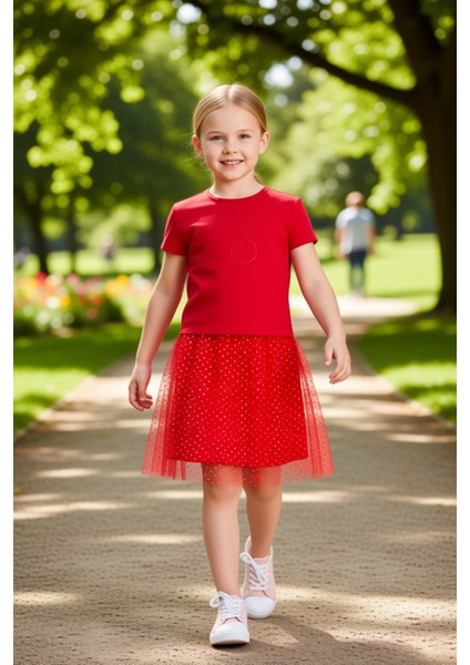 Kız Çocuk Pamuklu Üst ve Tütü Etek Takımı Kaliteli Şık Rahat Günlük modelleri