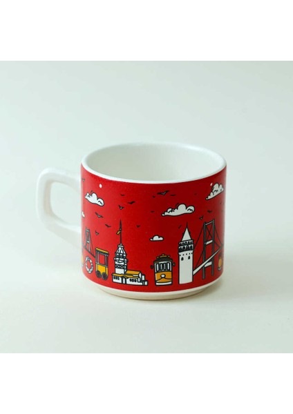 Istanbul Desenli Kırmızı Seramik Kupa fiyatları