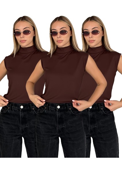 Kadın Sıfır Kol Boğazlı Body 3'lü Set