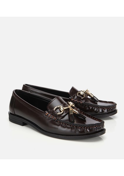 01AYH314690A480 KADIN Rugan Kahverengi Püsküllü Klasik Loafer fiyatları