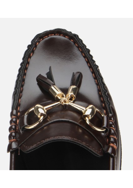 01AYH314690A480 KADIN Rugan Kahverengi Püsküllü Klasik Loafer indirimleri