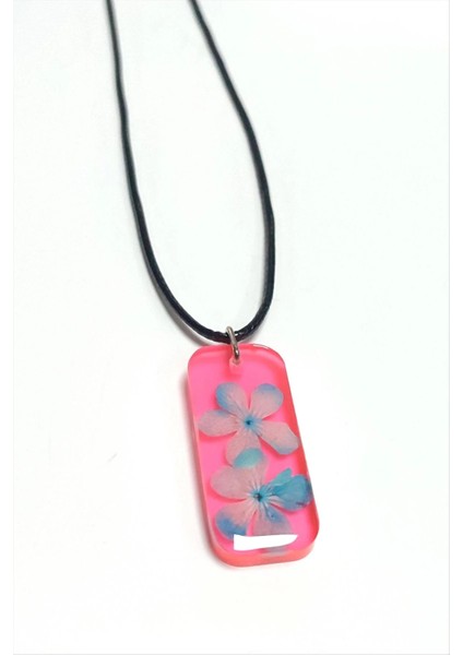 Kartopu Çiçeği Dikdörtgen Epoksi Kolye