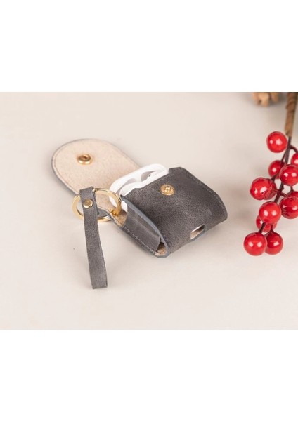 Apple Airpods 2.nesil Uyumlu Deri Kılıf Mai Snap VS05 Gri fırsatları