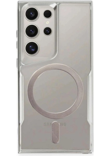 Samsung Galaxy S23 Ultra Kılıf Boyi Magsafe Silikon Kapak - Gümüş