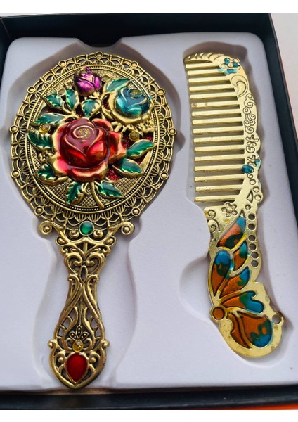 Ayna Tarak Seti, Kutulu-Metal-Hediyelik Takım, 13CM Aynalı Saç Fırçası, Tavuskuşu Figürlü fiyatları