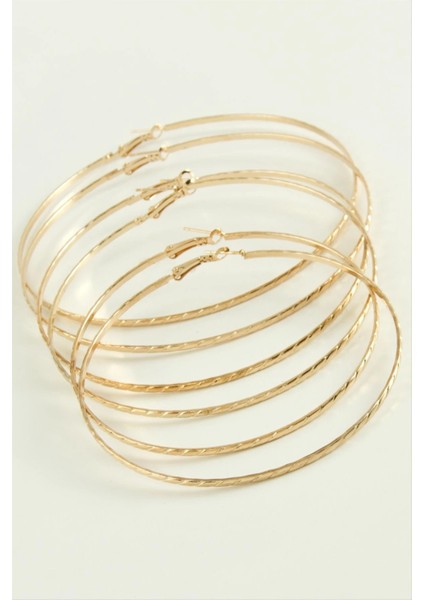 Burgulu Metal Halka Küpe 6 Adet