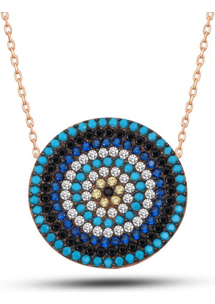 925 Ayar ​gümüş Rose Nazar Kadın Kolye T7717 (800800)