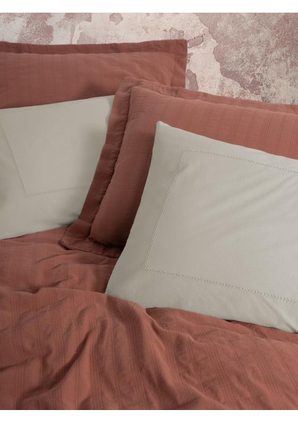 Çift Kişilik Yatak Örtülü Pike Takımı Natura Vilo Kiremit modelleri