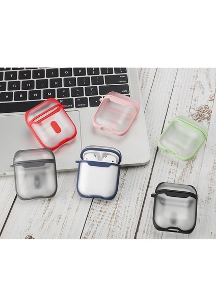 Apple Airpods 1. ve 2. Nesil Uyumlu Buzlu Transparan Renkli Çizgili Kılıf Bumper Koruma Kabı Hybrid fiyatları
