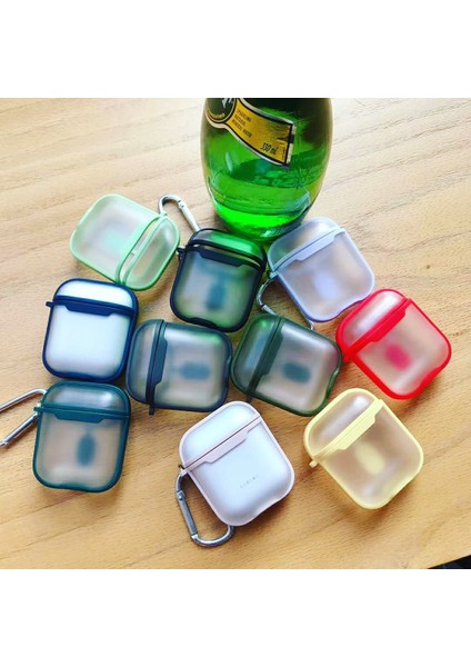 Apple Airpods 1. ve 2. Nesil Uyumlu Buzlu Transparan Renkli Çizgili Kılıf Bumper Koruma Kabı Hybrid indirimleri