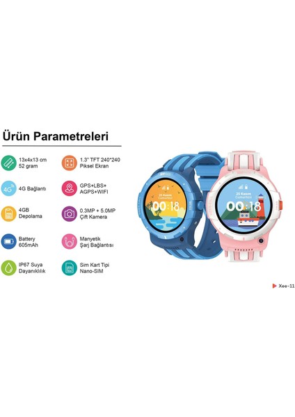 4g Lte Wi-Fi Destekli Sım Kartlı Akıllı Çocuk Saati – Görüntülü Görüşme, 2 Mp Kamera, Gps Takip, Suya Dayanıklı modelleri