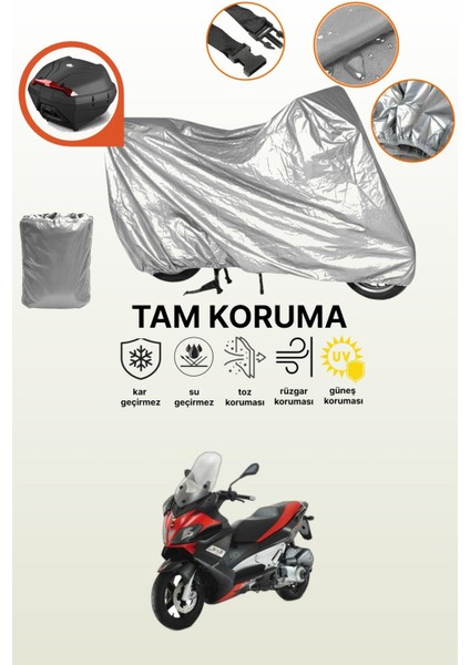 Gri Arka Çanta Uyumlu Aprilia Sr Max 300 Ie Uyumlu Motor Brandası, Koruyucu Örtü
