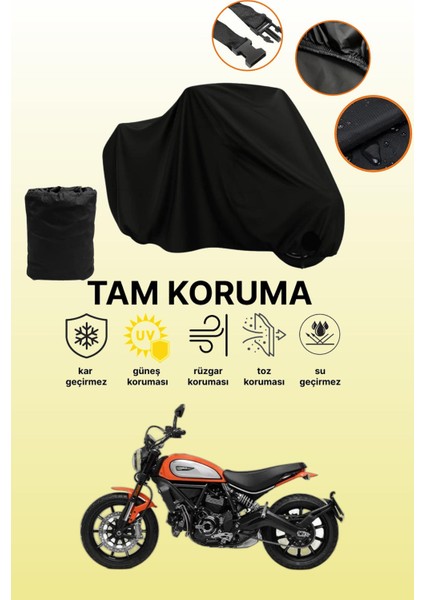 Siyah Ducati Scrambler Icon Dark Uyumlu Motor Branda, Koruyucu Örtü, Motosiklet Brandası