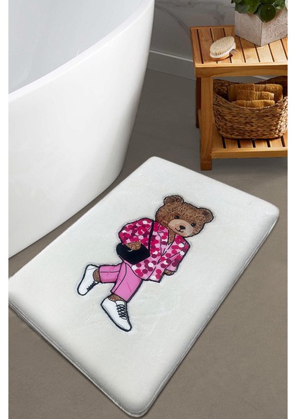 Boss Bear Kaymaz Taban Peluş Banyo Paspası 60X100 50X60 cm