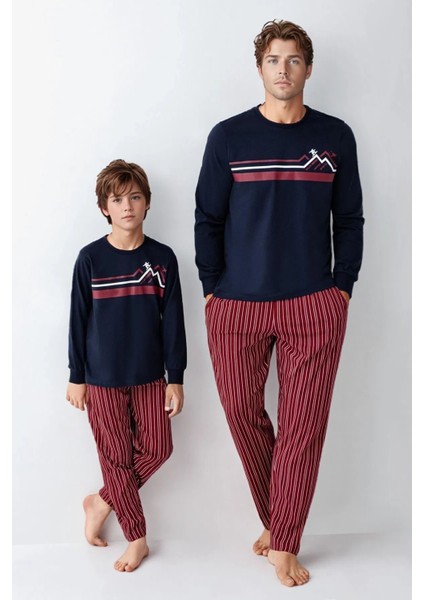 Erkek %100 Pamuk Baba & Oğul Ikili Lacivert Pijama Takımı L1.RP.364.8.002 fiyatları