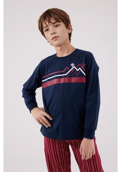 Erkek %100 Pamuk Baba & Oğul Ikili Lacivert Pijama Takımı L1.RP.364.8.002 fırsatları