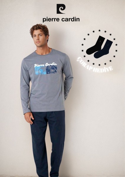 %100 Pamuk Uzun Kol Lisanslı & Baskılı Pijama Takımı (2 Adet Hediye Çorap) L1.PC.6096.001