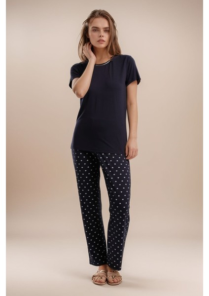 Kadın Giyim Alt & Üst Ikili Puantiye Detaylı Pijama Takımı LL.AR01.NE00.TT03