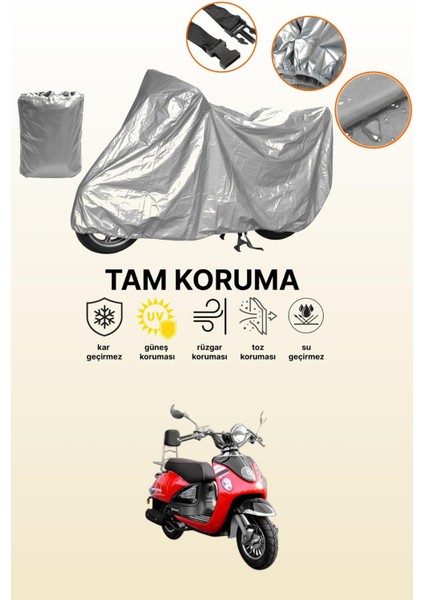 Gri Yuki Legend 50 Uyumlu Motosiklet Brandası, Koruyucu Örtü, Motor Branda