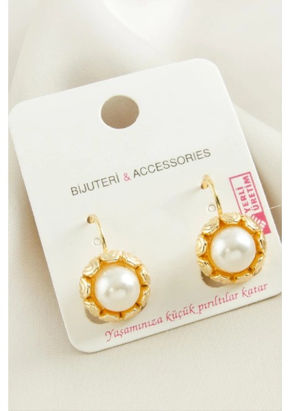 Çiçek Inci Metal Küpe