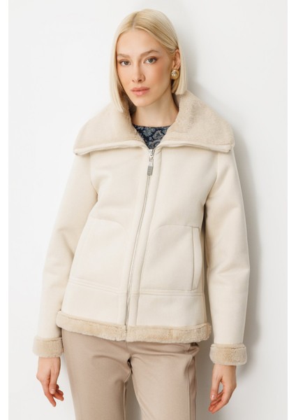 Kadın Içi Peluşlu Güderi Mont 8005 Kum