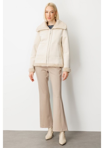Kadın Içi Peluşlu Güderi Mont 8005 Kum modelleri