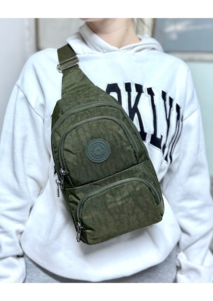 Su Geçirmez Kumaş Haki Unisex Body Bag Çapraz Omuz Çantası