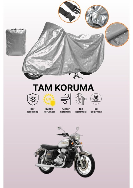 Gri Jawa 250 Classic Uyumlu Motosiklet Brandası, Koruyucu Örtü, Motor Branda