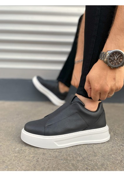 JY007 Alba Bağcıksız Cilt Erkek Günlük Sneaker Ayakkabı Cbt Siyah modelleri