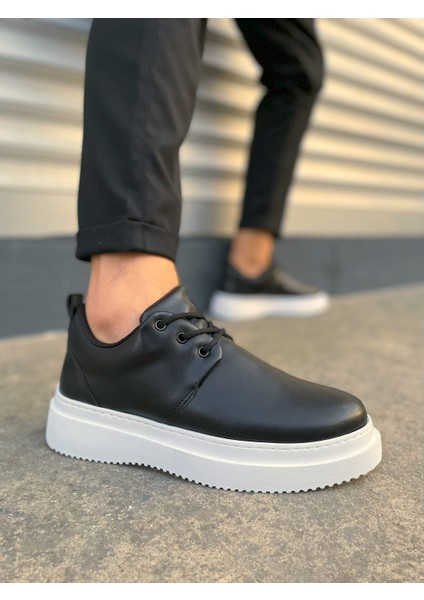JY03 Luxor Bağcıklı Cilt Erkek Günlük Spor Klasik Ayakkabı Cbt - Siyah