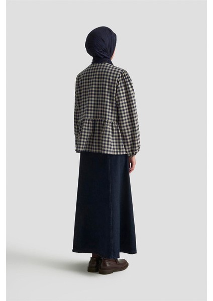 Bağlamalı Karpuz Kol Ekose Tunik 25KM1025 Lacivert indirimleri