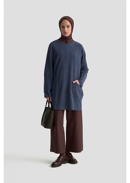 Basic Örme Tunik 25KD1118 Indigo